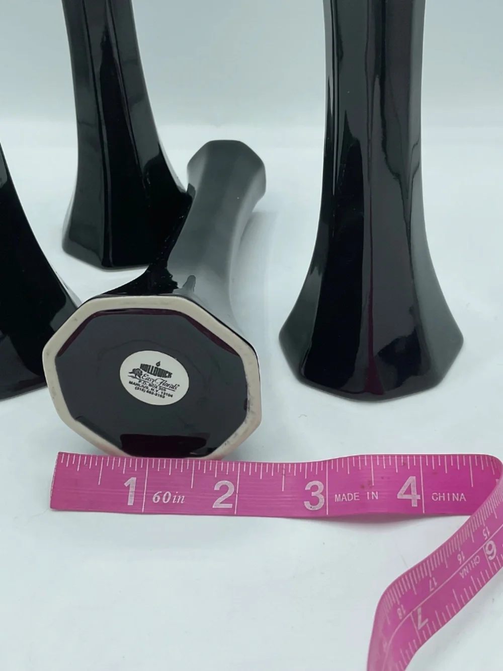 Black mini Eiffel Tower Style Bud vases Hollowick Easy Florals 6”